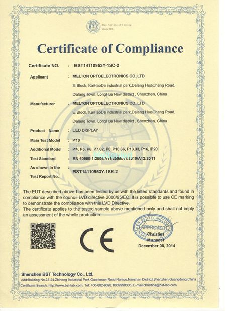 China Melton optoelectronics co., LTD Certification